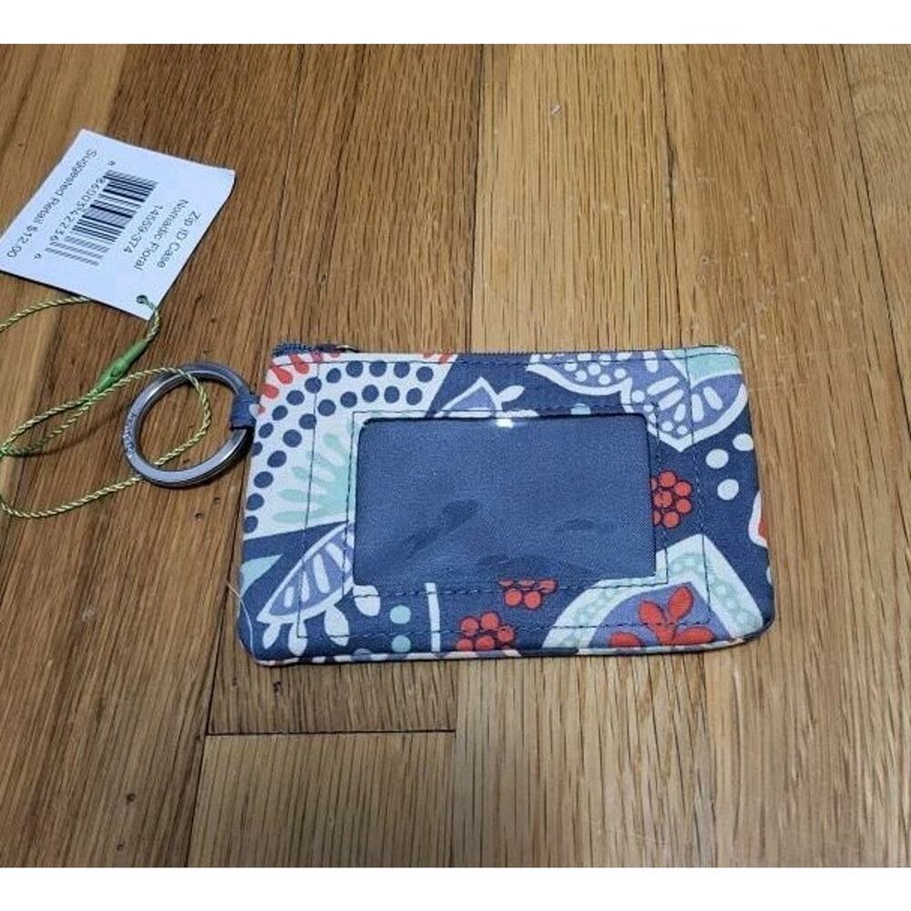 Vera Bradley ID Case Wallet Nomadic Floral Pattern Keychain Zip Coin Purse NWT